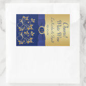 Sticker Étiquette Monogram Blue, Gold Floral (Sac)