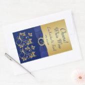 Sticker Étiquette Monogram Blue, Gold Floral (Enveloppe)