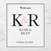 Sticker Étiquette Monogramme de vin mariage v4 (Étiquettes simples)