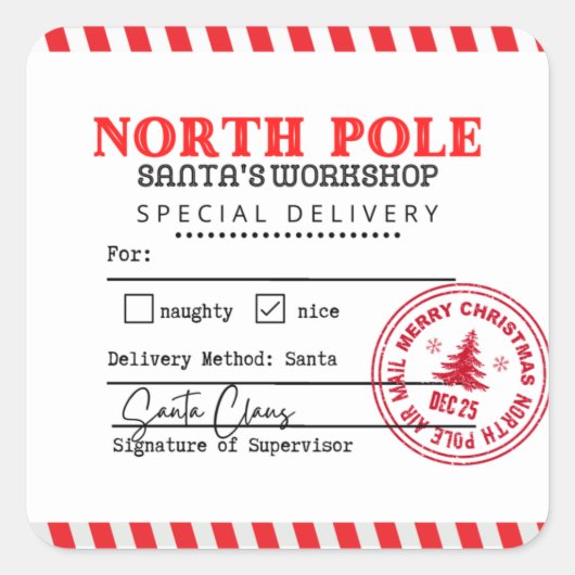 Sticker Étiquette North Pole Père Noël Workshop Li (Devant)