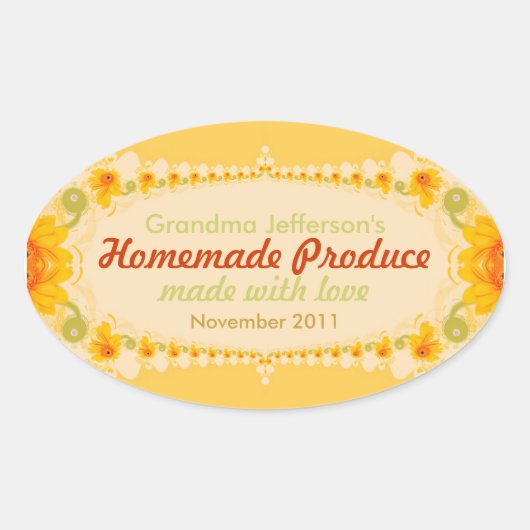 Sticker Étiquette ovale fait maison avec amour (Devant)