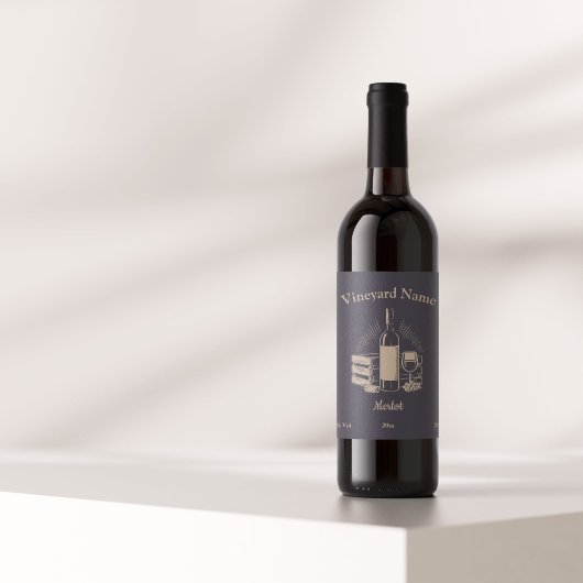 Sticker Étiquette pour bouteille de vin noir et or