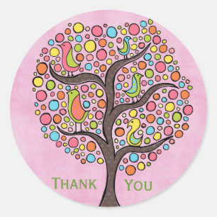 Sticker Étiquette Rainbow Retro Tree