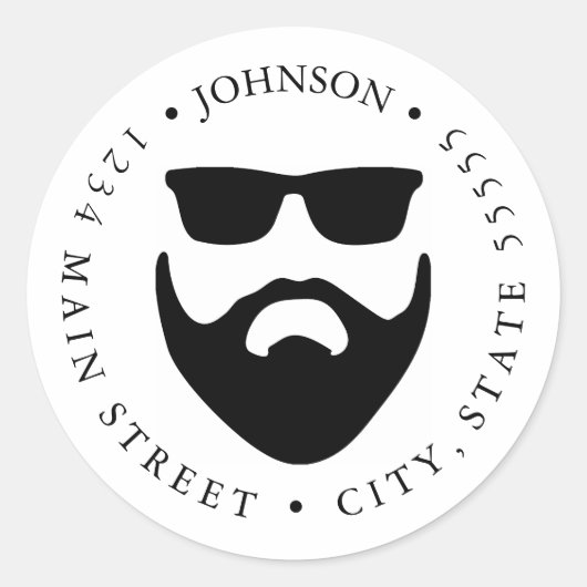 Sticker Étiquette retour pour barbe et lunettes de (Devant)