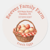 Sticker Étiquette rond du panier d'oeufs (Devant)