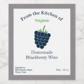 Sticker Étiquette Rustique Blackberry Wine Bottle (Étiquettes simples)