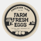 Sticker Étiquette Rustique Farmhouse Grange Oeufs  (Devant)