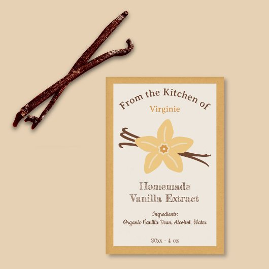 Sticker Étiquette Rustique pour extrait de vanille
