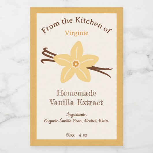 Sticker Étiquette Rustique pour extrait de vanille (Étiquettes simples)