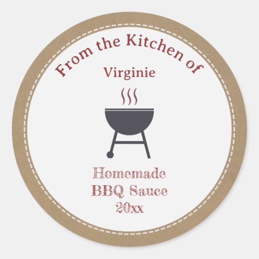 Sticker Étiquette Rustique Sauce Barbecue (Devant)