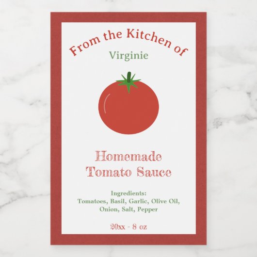 Sticker Étiquette Rustique Sauce Tomate (Étiquettes simples)