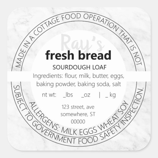 Sticker Étiquette simple en marbre (Devant)