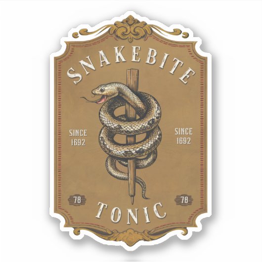 Sticker Étiquette Vintage Snakebite Tonic (Devant)