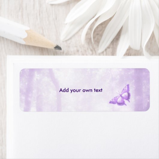 Sticker Étiquette violet papillon (En situation)