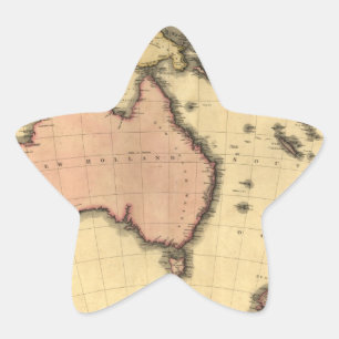 Sticker Étoile 1818 Australasia Map - Australia, Nouvelle-Zélande