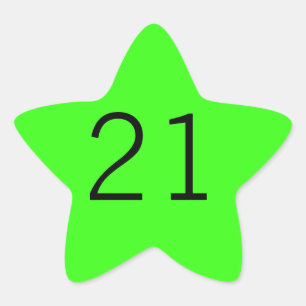 Sticker Étoile 21 Vingt et un Neon Vert Couleur d'âge 2023