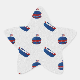 Sticker Étoile 4 juillet Burger & Hot Dog Parties scintillant