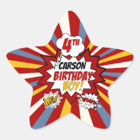 4e anniversaire Boy Superhero Comic avec nom