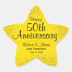 Sticker Étoile 50e Anniversaire Gold Parties scintillant Star Per