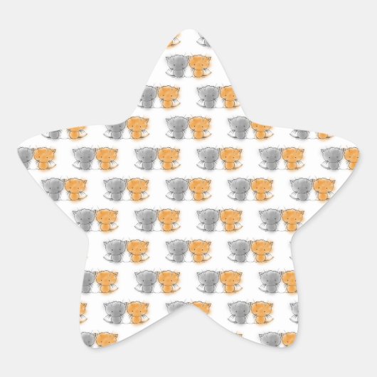 Sticker Étoile Adorable Fluffy Kittens Illustration Cat Art (Devant)