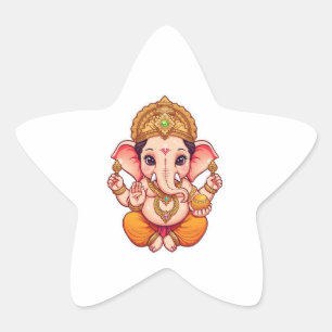 Sticker Étoile Adorable Ganpatio Bappa - Chibi Style Ganesha avec
