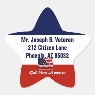 Sticker Étoile Adresse de retour du drapeau américain patriotique