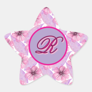 Sticker Étoile Affiche à motif floral personnalisé à l'aquarelle