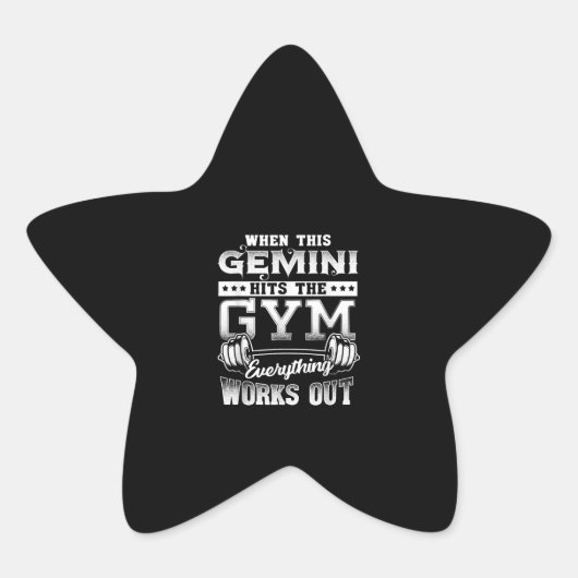 Sticker Étoile Amusant Gemini Gym Conception d'entraînement (Devant)
