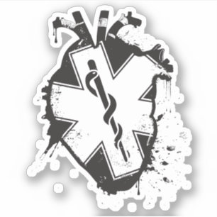 Sticker étoile anatomique de coeur de caducée de la vie