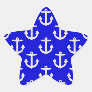 Sticker Étoile Ancres blanches sur Arrière - plan bleu