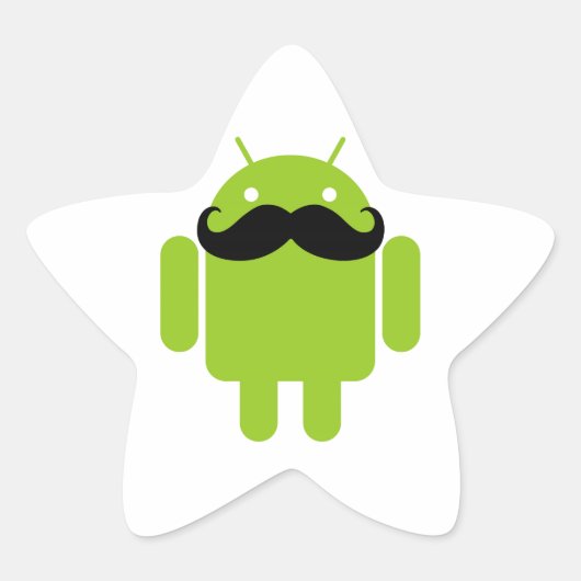 Sticker Étoile Android Robot Black Mustache Graphisme (Devant)
