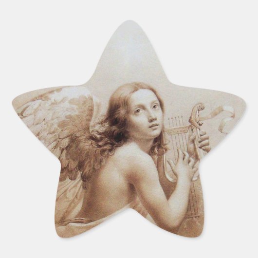 STICKER ÉTOILE ANGE JOUER LYRA SUR LES NUAGES (Devant)