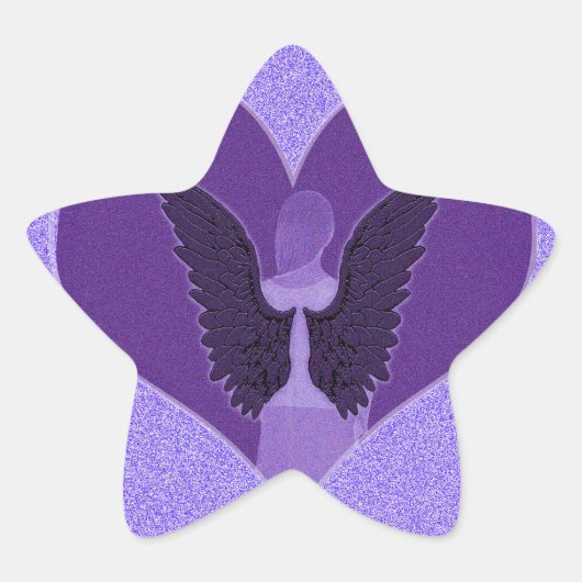 Sticker Étoile Angel rose et coeur (Devant)