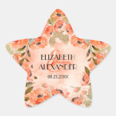 Sticker Étoile Aquarelle Orange Floral Mariage (Devant)