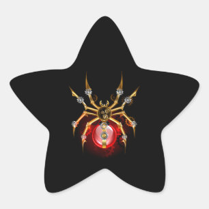 Sticker Étoile Araignée steampunk sur fond noir