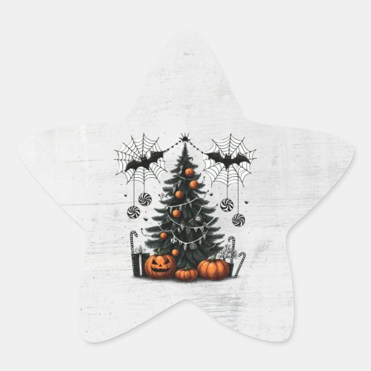 Sticker Étoile Arbre de citrouille de vacances (Devant)