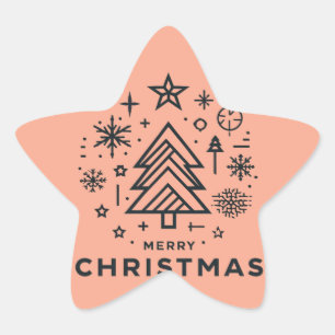Sticker Étoile Arbre de Noël minimaliste Joyeux design de Noël