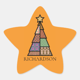 Sticker Étoile Arbre de Noël moderne du milieu du siècle avec Mon