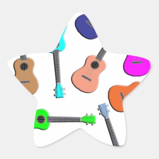 Sticker Étoile Arc-en-ciel d'Ukulele (Devant)