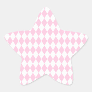 Sticker Étoile Arlequin rose et blanc