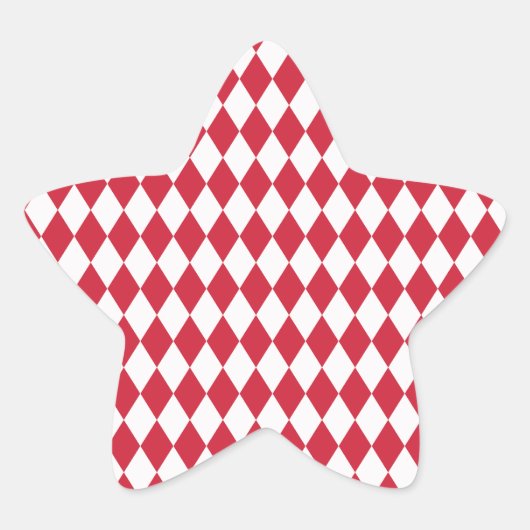 Sticker Étoile Arlequin rouge et blanc (Devant)