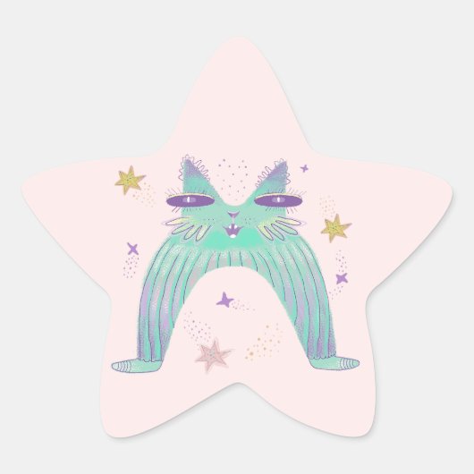 Sticker Étoile art de chat arc-en-ciel (Devant)