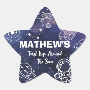 Sticker Étoile Astronaut Planètes spatiales 1er anniversaire garç