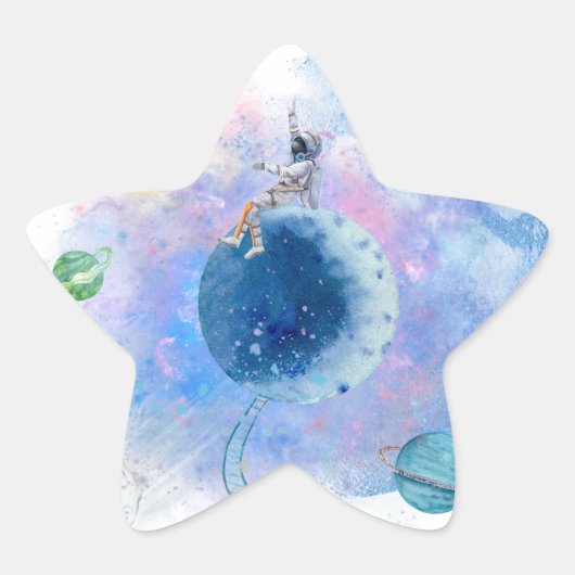 Sticker Étoile Astronautes et planètes (Devant)