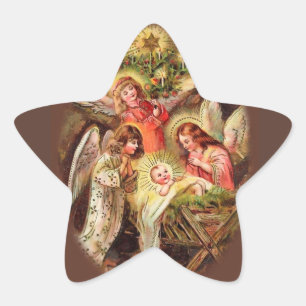 Sticker étoile avec les anges sur le bébé Jésus