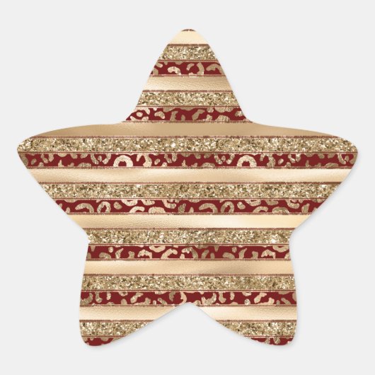 Sticker Étoile Bandes d'Empreinte de léopard Parties scintillant  (Devant)