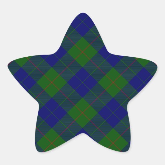 Sticker Étoile Barclay tartan bleu vert plaid (Devant)