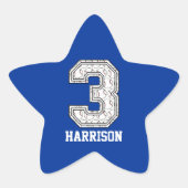 Sticker Étoile Baseball personnalisé Numéro 3 (Devant)