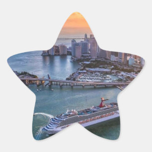 Sticker Étoile Bateau de croisière du coucher de soleil de Miami