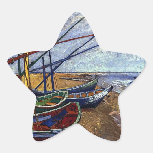Sticker Étoile Bateaux de pêche sur la plage (Devant)